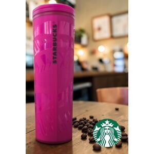Starbucks 2008 Hot Pink Travel Tumbler 16 oz Reusable Coffee Cup Rare Vintage